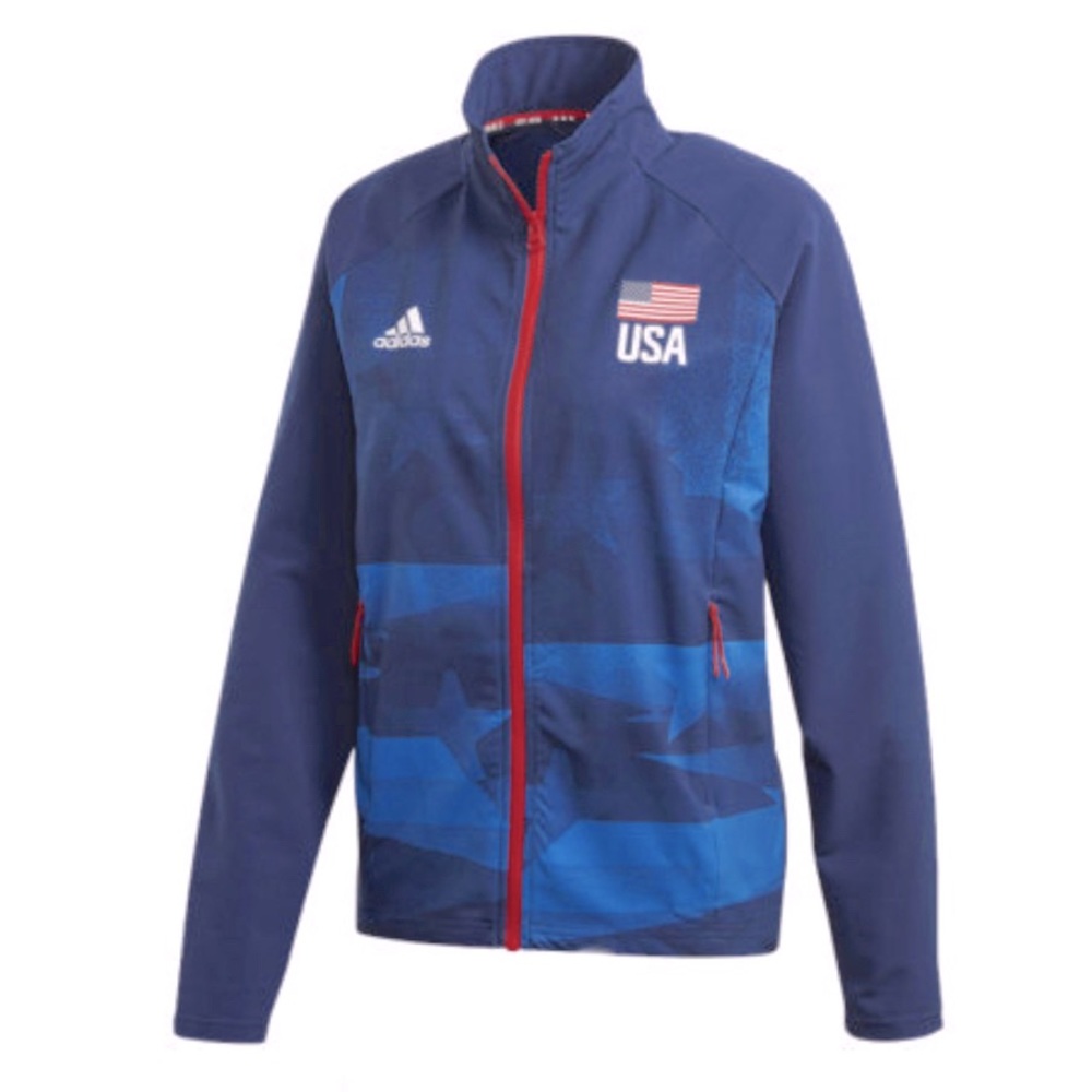 Adidas Women's USAV Warm Zip Up Track USA Jacket